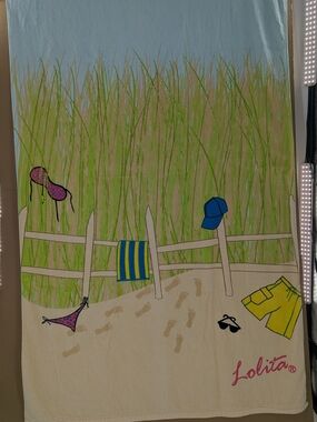 Lolita Vintage Cotton Beach Towel Graphic Print Skinny Dipping Seaside 66x40